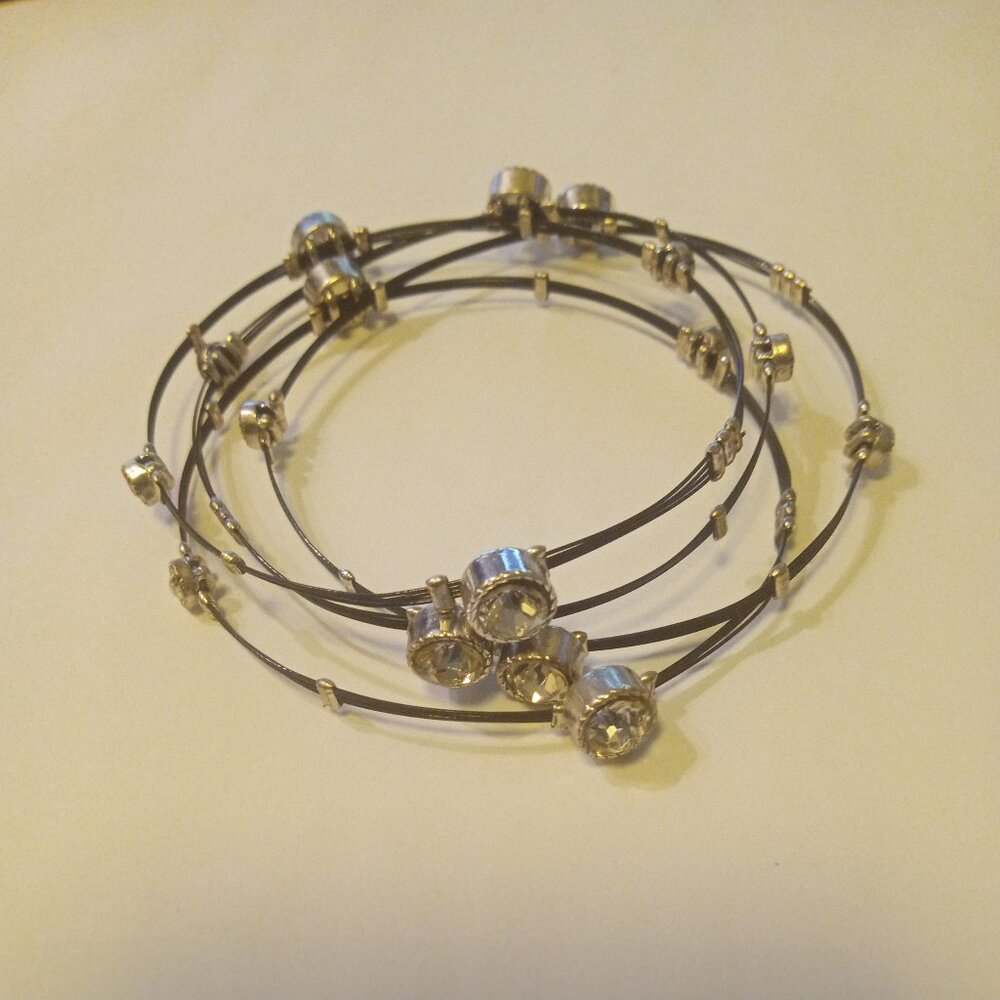 Black  Sliver Crystal Wired Bracelet Set Of Four Brand New